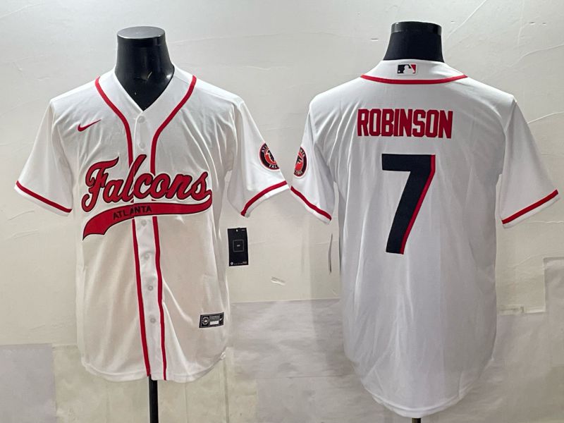 Men 2025 Nike Atlanta Falcons #7 Robinson white Joint Name Limited NFL Jersey style 01
